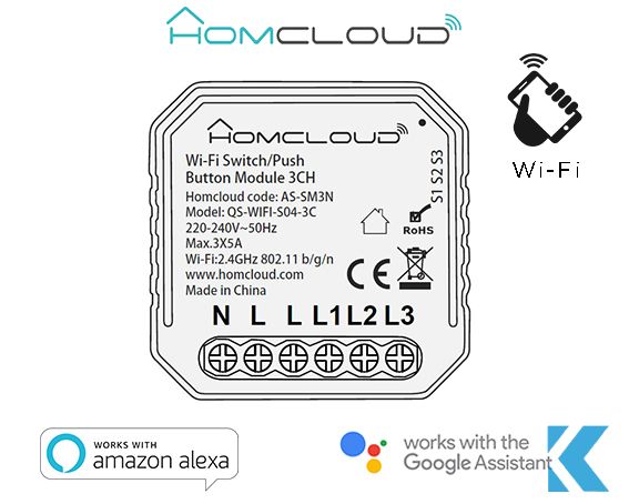 Kinnik - kinnik modulo Pulsante/Interruttore Intelligente Wi-Fi 3 canal