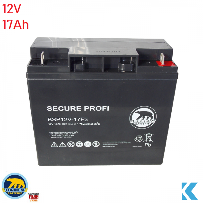 Kinnik - Baren BSP12V-17F3 Batteria Al Piombo Ricaricabile 12V -17 Ah