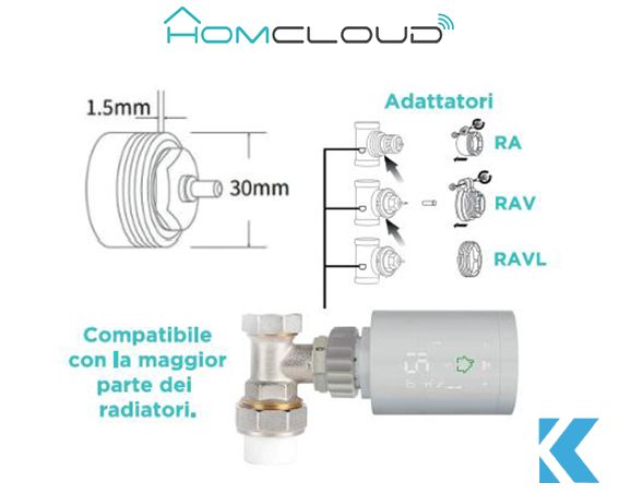 Kinnik - kinnik domotica xh-tvz valvola termostatica digitale zigbee per  radiatori